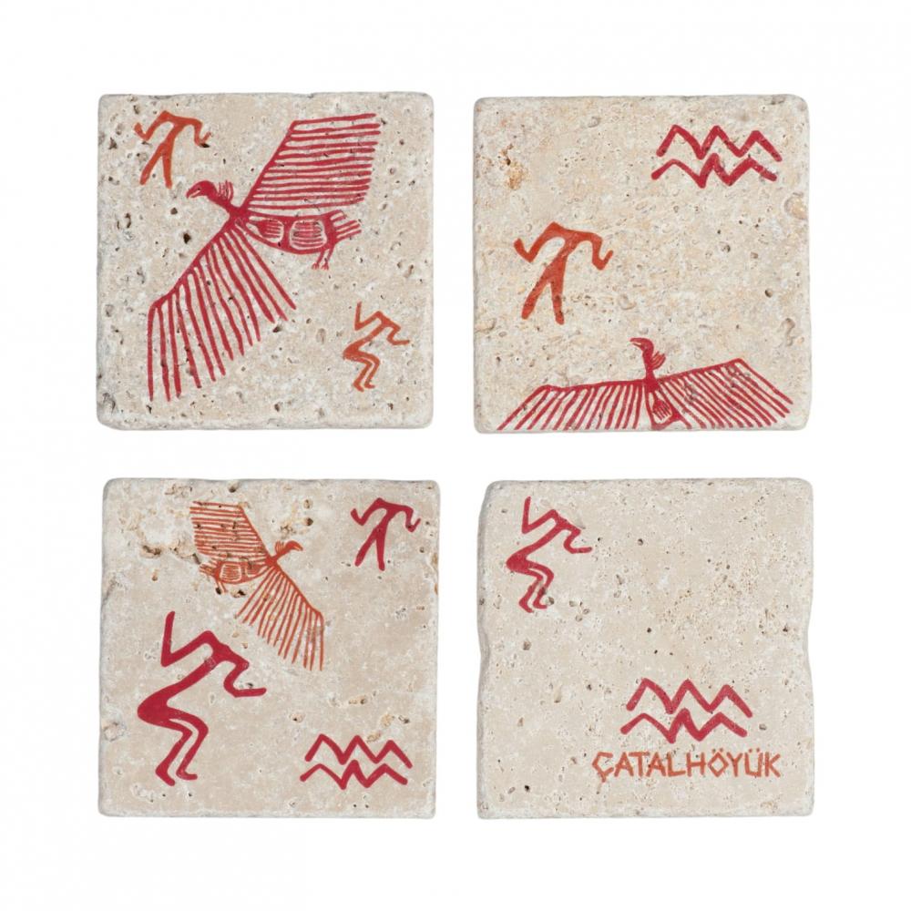 Çatalhöyük Koleksiyonu Traverten Bardak Altlığı